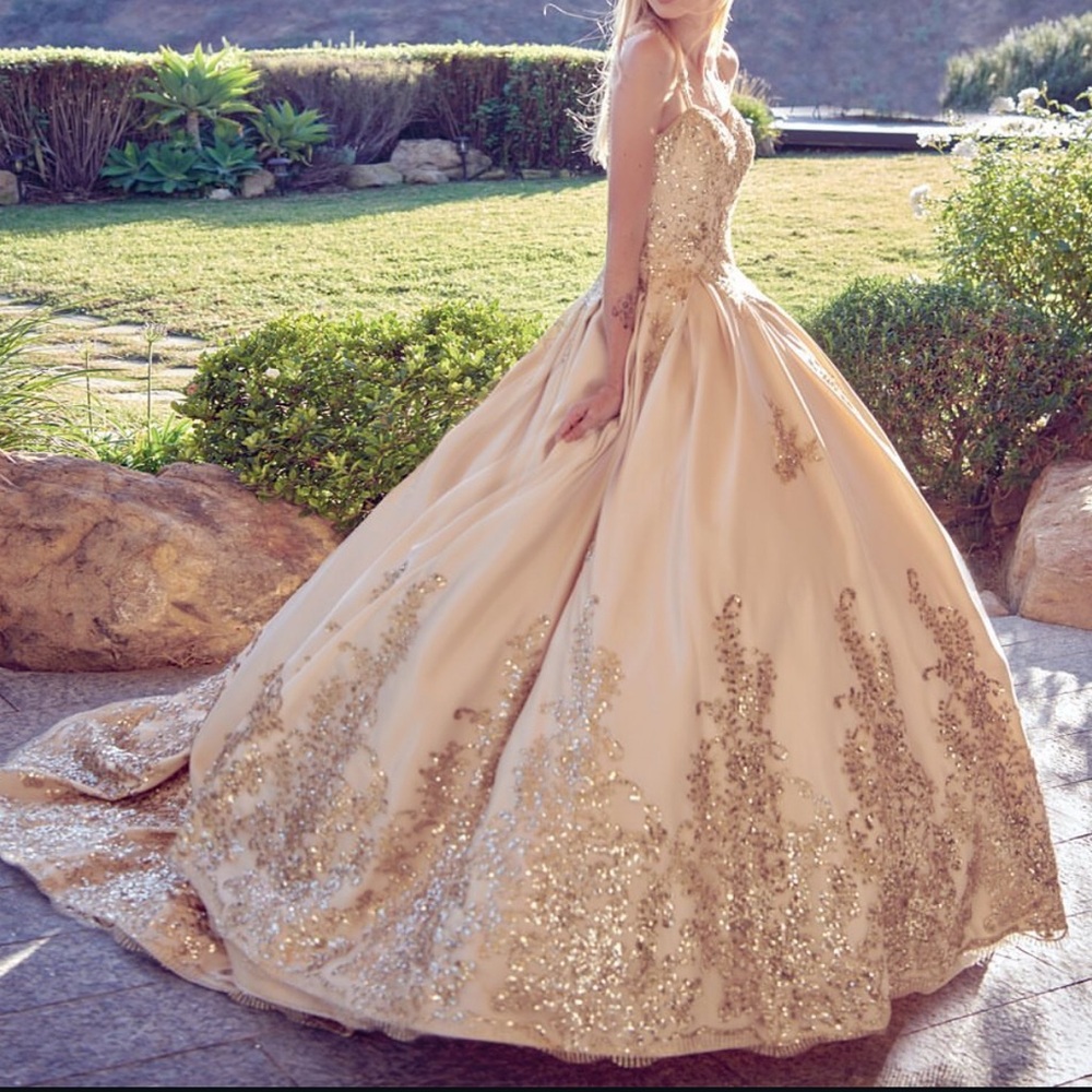 Elegant Gold Embellished Gown